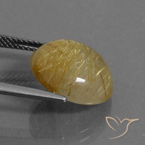 Rutile Quartz Gemstone in 14 mm (calibrated) Size for Sale, Rutile Quartz Stone in Gold Color