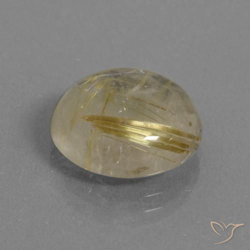 8.00 ct Golden Rutile Quartz Stone, Natural Rutile Quartz in Round Cabochon Shape for Sale