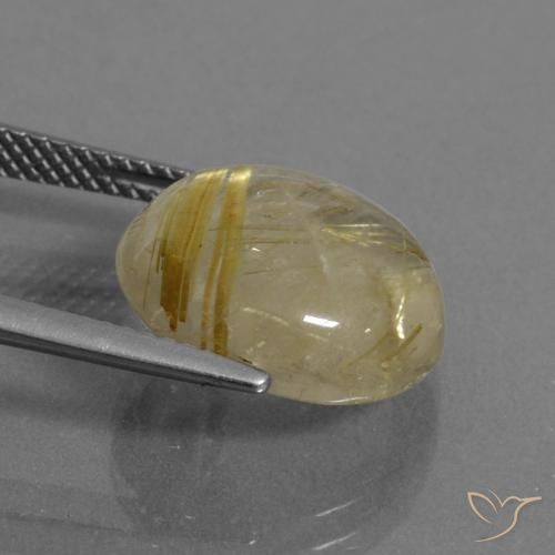 Rutile Quartz Gemstone in 14 mm (calibrated) Size for Sale, Rutile Quartz Stone in Very Light Golden-Brown Color