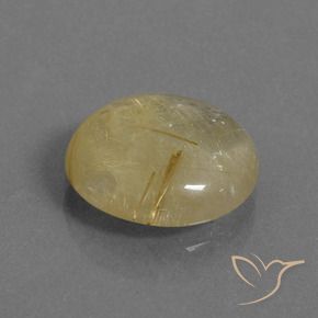7.33 ct Golden Rutile Quartz Stone, Natural Rutile Quartz in Round Cabochon Shape for Sale
