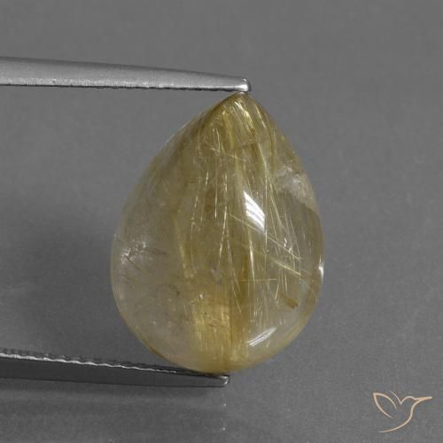 9.50ct Natural Very Light Golden-Brown Rutile Quartz, Pear Shape, Transparent