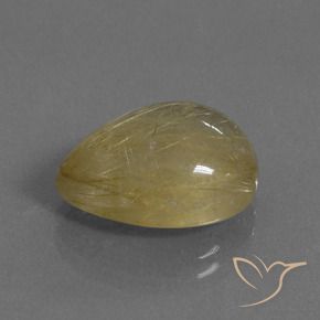 9.50 ct Golden Rutile Quartz Stone, Natural Rutile Quartz in Pear Cabochon Shape for Sale