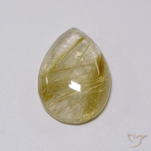 7.58ct Natural Very Light Golden-Brown Rutile Quartz, Pear Shape, Transparent