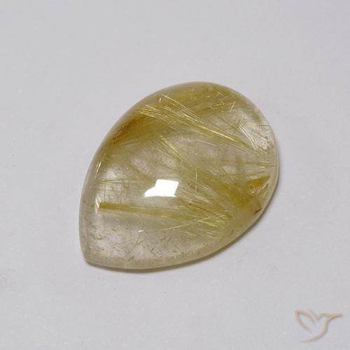 Rutile Quartz Gemstone in 14 x 12 mm (calibrated) Size for Sale, Rutile Quartz Stone in Very Light Golden-Brown Color