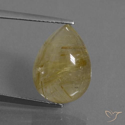 8.60ct Natural Very Light Golden-Brown Rutile Quartz, Pear Shape, Translucent