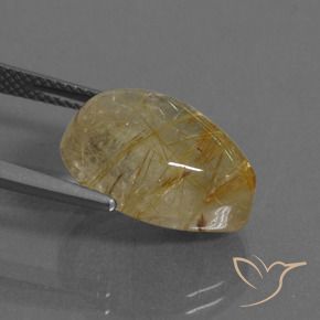 Rutile Quartz Gemstone in 16 x 12 mm (calibrated) Size for Sale, Rutile Quartz Stone in Very Light Golden-Brown Color