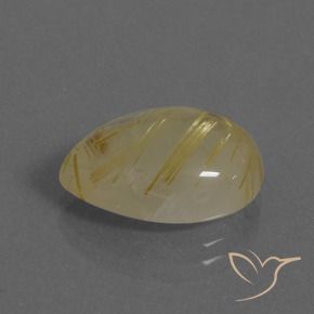 7.97 ct Yellow Rutile Quartz Stone, Natural Rutile Quartz in Pear Cabochon Shape for Sale