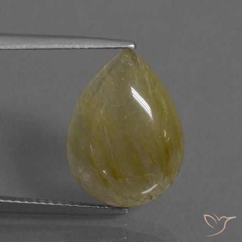 7.62ct Natural Medium Yellow Rutile Quartz, Pear Shape, Transparent