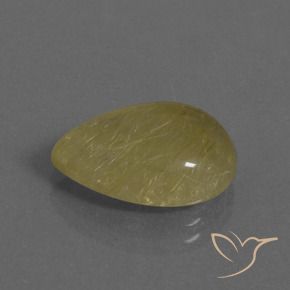 7.62 ct Yellow Rutile Quartz Stone, Natural Rutile Quartz in Pear Cabochon Shape for Sale