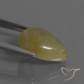 Rutile Quartz Gemstone in 16 x 12 mm (calibrated) Size for Sale, Rutile Quartz Stone in Medium Yellow Color
