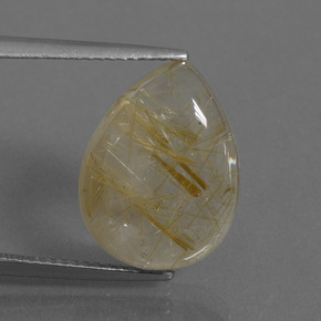 Very Light Golden-Brown Rutilquarz Edelstein - 8.9ct Birnen Cabochon (ID: 435752)