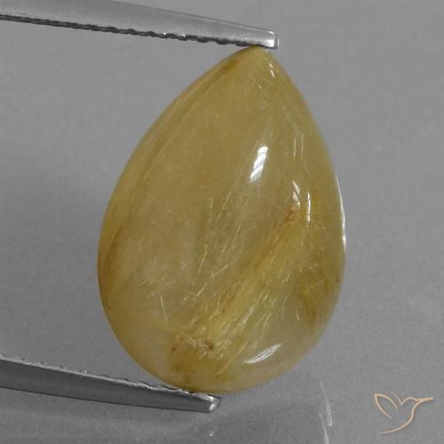 7.37ct Natural Earthy Yellow Rutile Quartz, Pear Shape, Translucent
