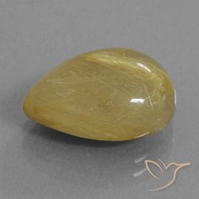 7.37 ct Yellow Rutile Quartz Stone, Natural Rutile Quartz in Pear Cabochon Shape for Sale