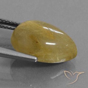 Rutile Quartz Gemstone in 15.1 x 11 mm Size for Sale, Rutile Quartz Stone in Earthy Yellow Color