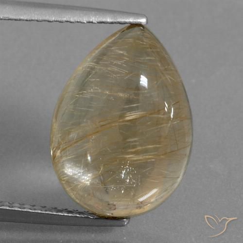 7.59ct Natural Very Light Golden-Brown Rutile Quartz, Pear Shape, Transparent