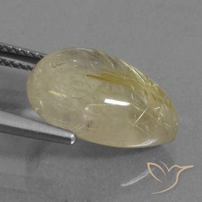 Rutile Quartz Gemstone in 15.2 x 11 mm Size for Sale, Rutile Quartz Stone in Pale Yellow Color