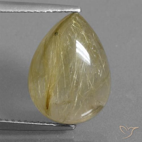 7.30ct Natural Medium Yellow Rutile Quartz, Pear Shape, Transparent