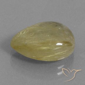 7.30 ct Yellow Rutile Quartz Stone, Natural Rutile Quartz in Pear Cabochon Shape for Sale