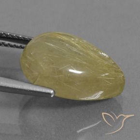 Rutile Quartz Gemstone in 15.1 x 11.1 mm Size for Sale, Rutile Quartz Stone in Medium Yellow Color