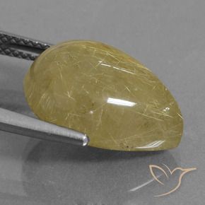 Rutile Quartz Gemstone in 16 x 12 mm (calibrated) Size for Sale, Rutile Quartz Stone in Light Yellow Color