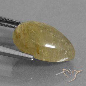 Rutile Quartz Gemstone in 15.1 x 10.8 mm Size for Sale, Rutile Quartz Stone in Pale Yellow Color