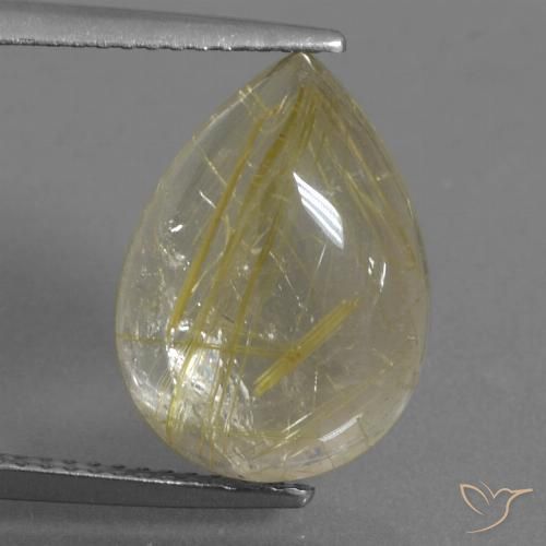 8.32ct Natural Very Light Dijon Yellow Rutile Quartz, Pear Shape, Transparent