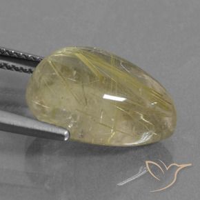 Rutile Quartz Gemstone in 15.1 x 11 mm Size for Sale, Rutile Quartz Stone in Very Light Dijon Yellow Color