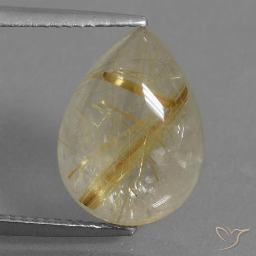 7.32ct Natural Warm Yellow Rutile Quartz, Pear Shape, Transparent