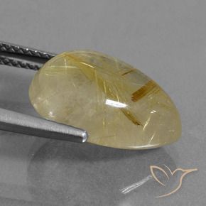 Rutile Quartz Gemstone in 15 x 11 mm Size for Sale, Rutile Quartz Stone in Warm Yellow Color