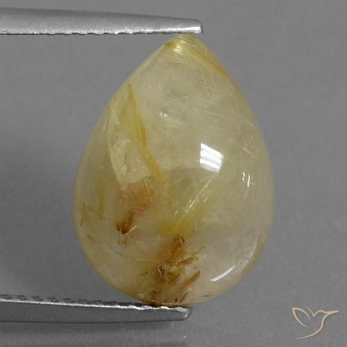 6.71ct Natural Light Yellow Rutile Quartz, Pear Shape, Translucent
