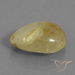 6.71 ct Yellow Rutile Quartz Stone, Natural Rutile Quartz in Pear Cabochon Shape for Sale