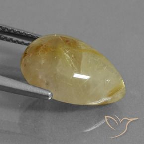 Rutile Quartz Gemstone in 15 x 11 mm Size for Sale, Rutile Quartz Stone in Light Yellow Color