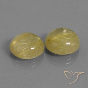 15.21 ctw Yellow Rutile Quartz Stones, Natural Rutile Quartz in Round Cabochon Shape for Sale