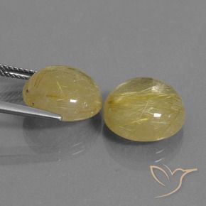 Rutile Quartz Gemstones in 13 mm (calibrated) Size for Sale, Rutile Quartz Stones in Light Yellow Color