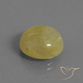 8.01 ct Yellow Rutile Quartz Stone, Natural Rutile Quartz in Round Cabochon Shape for Sale