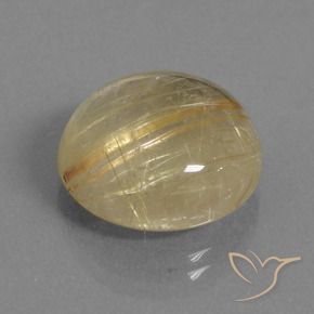 14.48 ct Golden Rutile Quartz Stone, Natural Rutile Quartz in Round Cabochon Shape for Sale