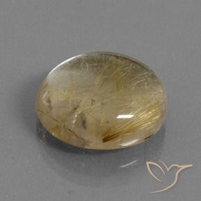 13.08 ct Golden Rutile Quartz Stone, Natural Rutile Quartz in Round Cabochon Shape for Sale
