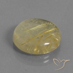 12.08 ct Yellow Rutile Quartz Stone, Natural Rutile Quartz in Round Cabochon Shape for Sale