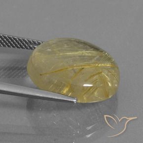 Rutile Quartz Gemstone in 16 mm (calibrated) Size for Sale, Rutile Quartz Stone in Light Yellow Color