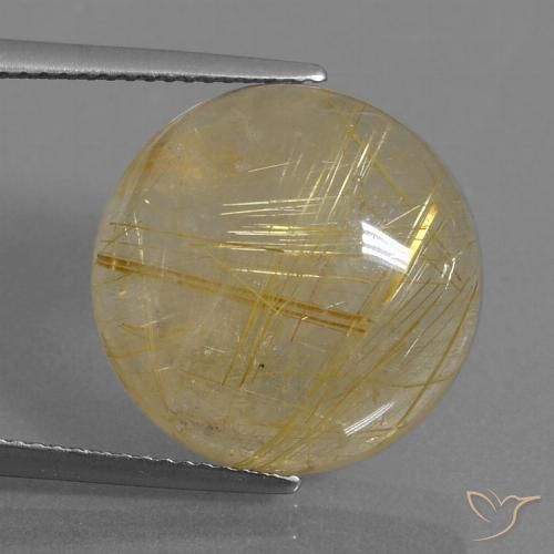Quartz rutile rond de 16,21 ct, 17,1 mm d'Inde, Photo A
