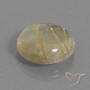 11.39 ct Yellow Rutile Quartz Stone, Natural Rutile Quartz in Round Cabochon Shape for Sale