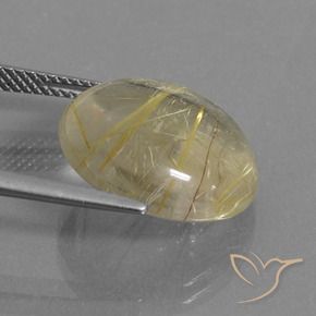 Rutile Quartz Gemstone in 16 mm (calibrated) Size for Sale, Rutile Quartz Stone in Light Yellow Color
