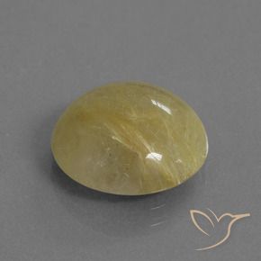 5.98 ct Golden Rutile Quartz Stone, Natural Rutile Quartz in Round Cabochon Shape for Sale