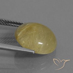 Rutile Quartz Gemstone in 13 mm (calibrated) Size for Sale, Rutile Quartz Stone in Medium Gold Color