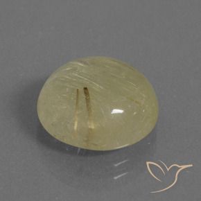 7.54 ct Yellow Rutile Quartz Stone, Natural Rutile Quartz in Round Cabochon Shape for Sale