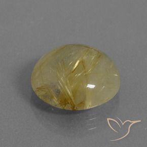 6.29 ct Yellow Rutile Quartz Stone, Natural Rutile Quartz in Round Cabochon Shape for Sale