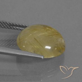 Rutile Quartz Gemstone in 13 mm (calibrated) Size for Sale, Rutile Quartz Stone in Earthy Yellow Color