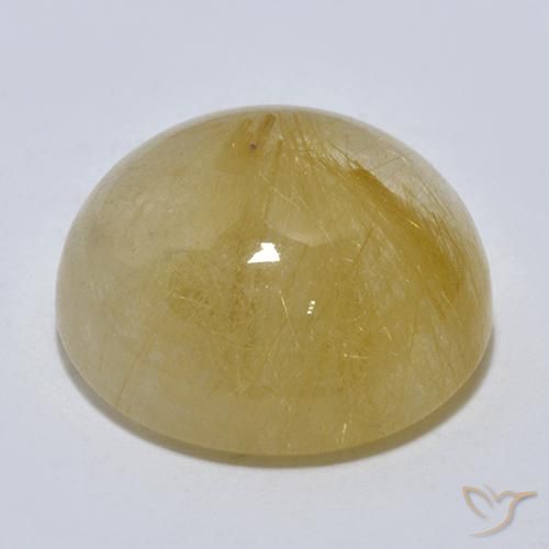 Rutile Quartz Gemstone in 13 mm (calibrated) Size for Sale, Rutile Quartz Stone in Earthy Yellow Color