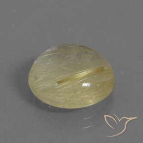 6.74 ct Yellow Rutile Quartz Stone, Natural Rutile Quartz in Round Cabochon Shape for Sale