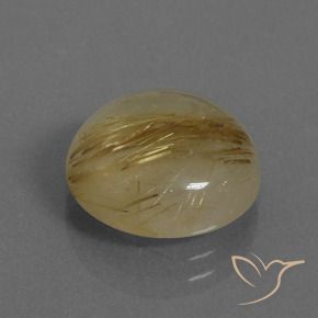 7.12 ct Golden Rutile Quartz Stone, Natural Rutile Quartz in Round Cabochon Shape for Sale